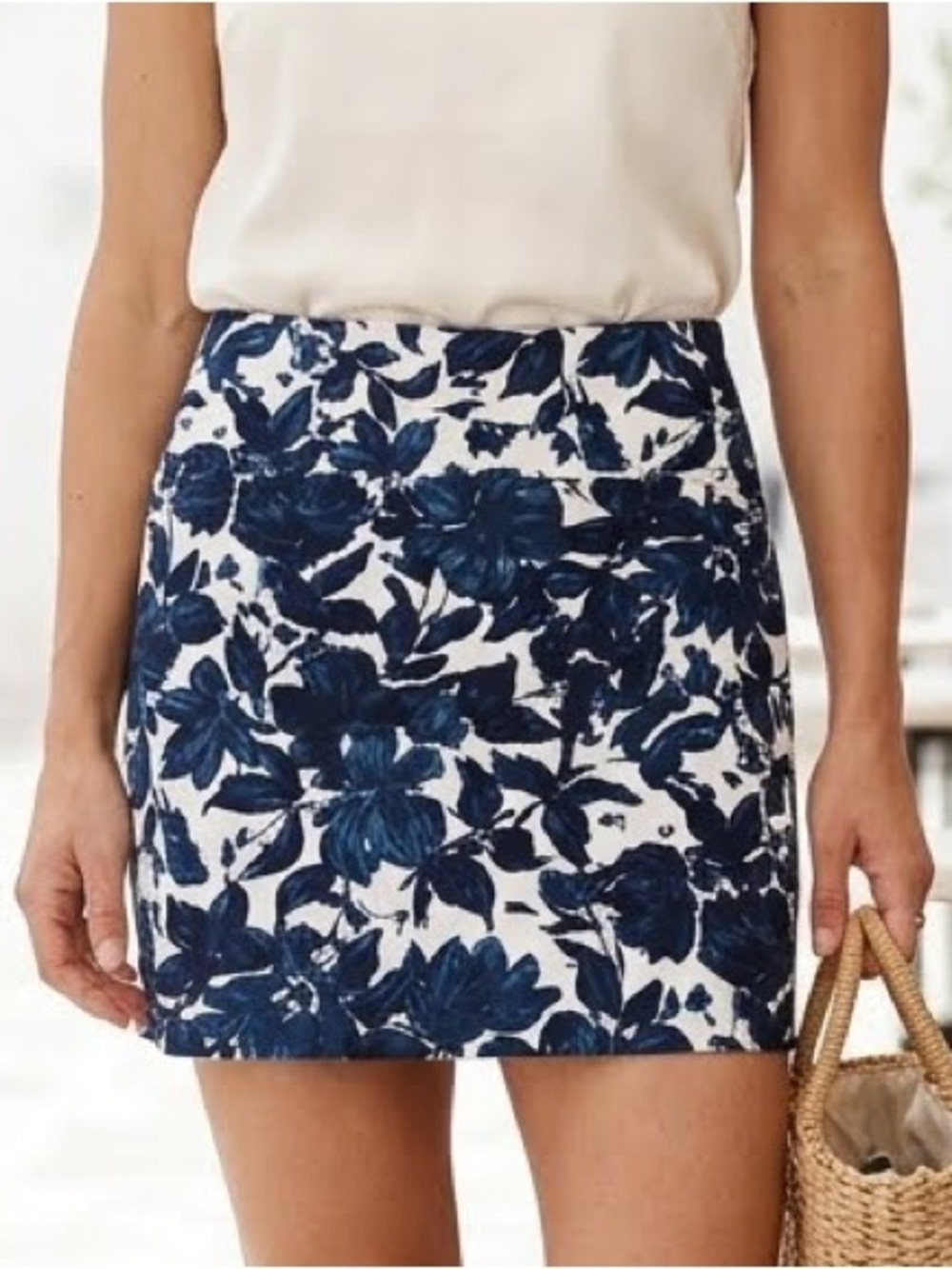 S.C. & Co. Skort Navy White Floral A-Line stretch pockets high-rise XL
